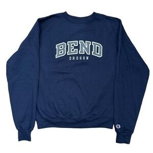 Champion • Bend Oregon Varsity Style Crewneck Sweatshirt Navy Unisex S